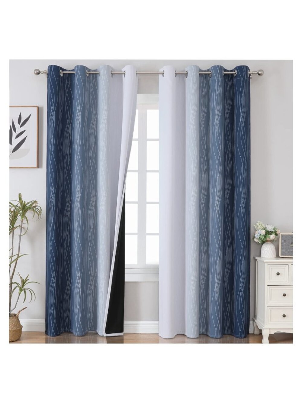 Blackout Curtains 84 Inch Long Grommet Ombre Drapes for Living Room